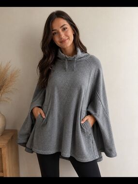 UGG Grey Funnel-Neck Cape Hoodie
